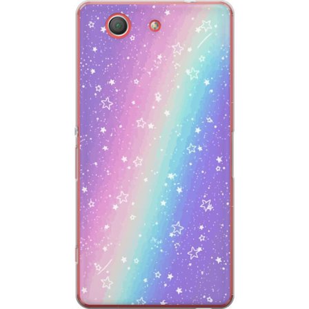 Kompatibel Mobilcover til Sony Xperia Z3 Compact Rainbow-farvet pastelbaggrund med hvide stjerner og glitrende prikker i blød overgang