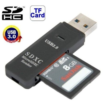 USB 3.0-kortlæser til Micro-SD og SD(HC) med høj dataoverførselshastighed
