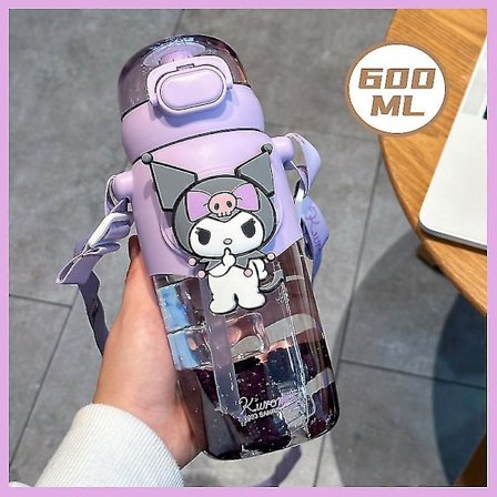 600ml Sanrio Anime Sugerør Kop Kawaii Kuromi Cinnamoroll Melody Børne Vandflaske Sports Te Kaffe Kop Køkkenudstyr Piger Gaver
