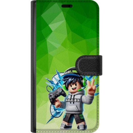 Yhteensopiva Lompakkokotelo Xiaomi 15 Roblox-inspiroitu pelaajahahmo, jossa on kuulokkeet, ohjain ja energiset efektit vihreää taustaa vasten