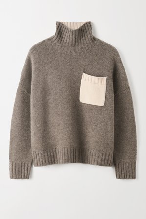 Soft Goat - Two Tone Turtleneck - Women cashmere sweater - M - Brown/Creme