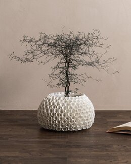 Vas keramik Shelly handgjord Creme - Mogihome