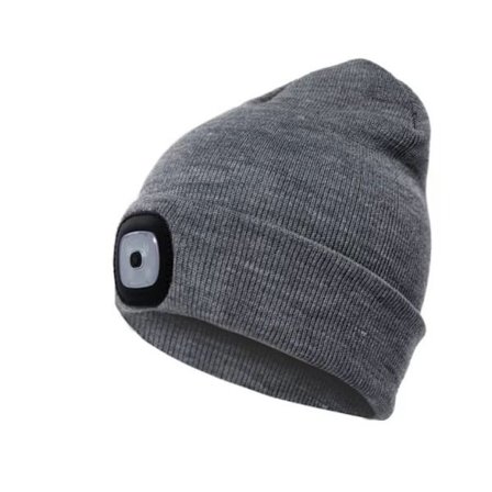 Lue med LED-lys, USB-oppladbar hodelykt, tre justerbare lysstyrkenivåer, strikket lue, egnet for sport.