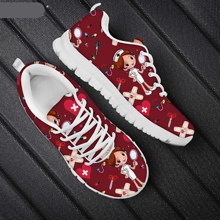 Kvinnor tecknad sjuksköterska Höst Sneakers Sko
