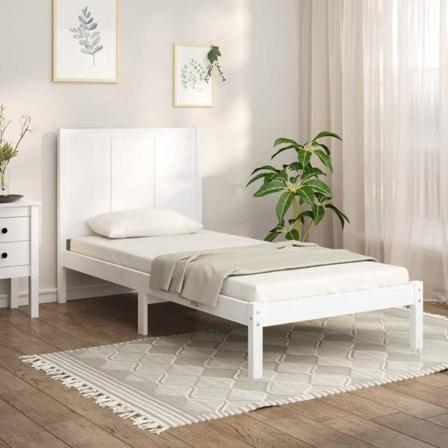 Vidaxl Sängram Vit Massiv Furu 90x200 Cm Vit