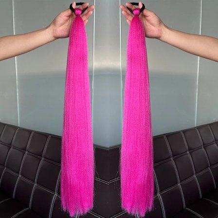 Synteettinen 2 kpl suora poninhäntä joustavalla hiuslenkillä, värikkäät letitetyt poninhäntäpidennykset, hiustarvikkeet naisille (YJD)