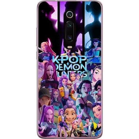 Xiaomi Mi 9T Pro Genomskinligt Skal K-Pop Demon Hunters kollage med färgglada karaktärer i en anime-inspirerad stil och futuristisk energi som skap