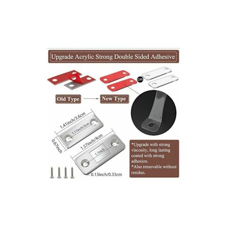 Magnetisk dörrlås för garderob - 6 tunna magnetiska lås med självhäftande stängning för skjutdörrar, lådor, fönster, garderober