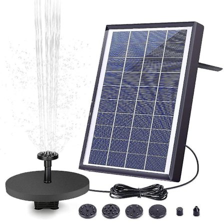 6.0w Solar Fountain Water Pump - 500lph Solar Powered Bird Bath Pool Watering Pump With 6 Nozzles For Garden, Pond, Pool, And Outdoor