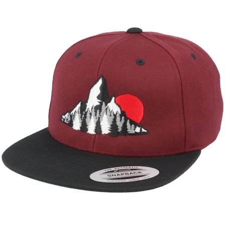 Wild Spirit - Rød snapback Caps - Sun Down Hills Maroon/Black Snapback @ Hatstore