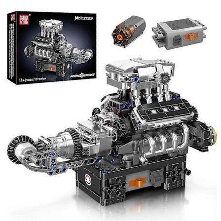 Mould King V8 Forbrændingsmotor Modelbyggesæt Der Kører, MOC V8 Motor Model Legetøj, 8-Cylindret Benzinbil Motor Replika Model Byggesæt til Voksne/