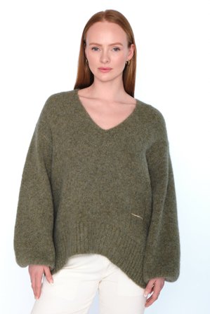 Hést Sofie V-Neck Sweater Dame - Winter Moss