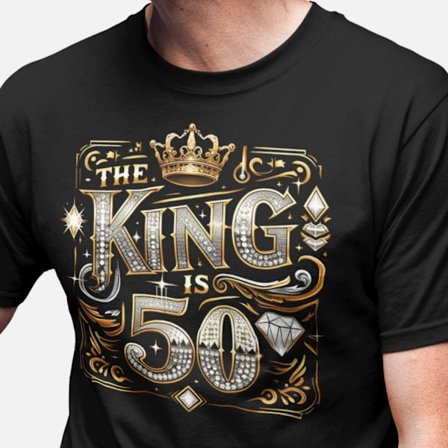 50 år Födelsedag svart t-shirt - The king is 50
