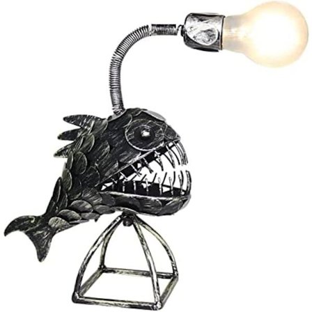 Fiske Lampe, Piranha Retro Håndverk Skulptur Figur Dyr Orname