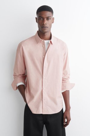 COS Homme Chemise Décontractée En Popeline De Coton Pima in Rose