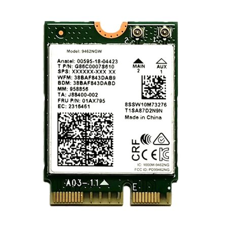 Langaton AC Dual Band Wifi -korttisovitin Intel 9462NGW CNVI NGFF:lle M.2:lle Key E:lle Bluetooth 5.0:n kanssa yhteensopiva