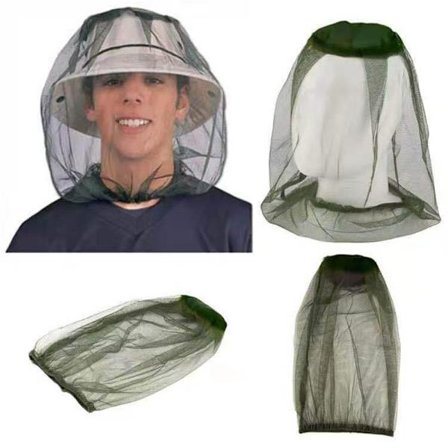 Head Net Mesh Face Protector Cap Insect Bee Sun Fish Hat - stock