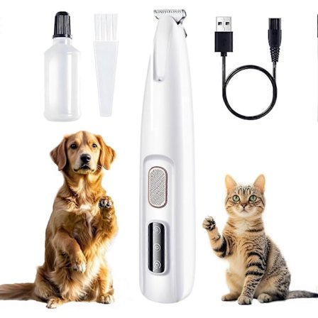 USB Genopladelig Hårtrimmer til Kæledyr Lav Støj Hund Kat Grooming Klipper med LED-Lys
