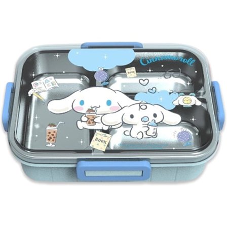 Matboks med trykk, integrert kawaii matboks med 4-punkts lås for mat, snacks og frukt