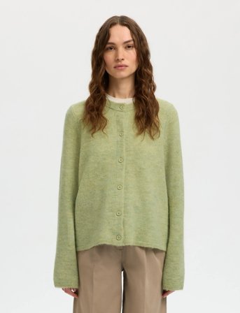Selected Slflulu New Ls Knit Cardigan Noos - Green - L
