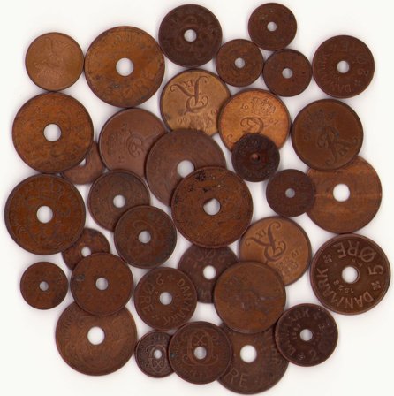 Danmark - Dubletlot med danske bronze-mønter