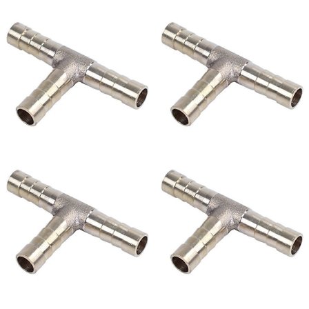 4X 8mm T Form Luft Gass Drivstoff Vann Bensin Slange Kobling Rørkobling