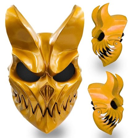 Horror Demon Maske Scary Deadcore Djævel Maske Uhyggelig Halloween Harpiks Maske Cosplay Kostume Tilbehør (Guld)