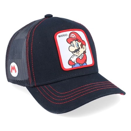 Capslab - Black - trucker - Cap - Super Mario Bros Mario 2 Black Trucker - Hatstore