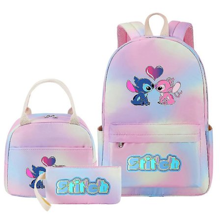 Stitch Reppusetti 3 kpl Monitaskuinen Rento Matka Koululaukku Teineille Korkealaatuiset Mochilat, Ihanteellinen Naisille Ja Miehille
