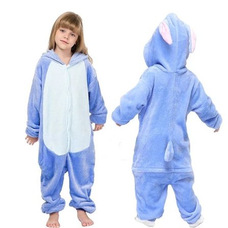 Vinterplysjpyjamas for barn, enhjørning, Stitch, katt, nattøy, hold varmen, Kigurumi for gutter og jenter, flanellfleece, soveklær