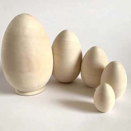 Hule Treegg Påske Nesting Egg Leke Tre Påskekurv Fyllstoff Gave 5 Hule Umalte Egg DIY[D]