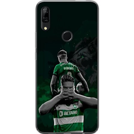 Yhteensopiva Puhelinkuori Huawei P Smart Z Neonmotiivi, jossa teksti "Gaming is in my DNA" sinisenä ja punaisena tiiliseinällä, jossa loistava DNA-spi