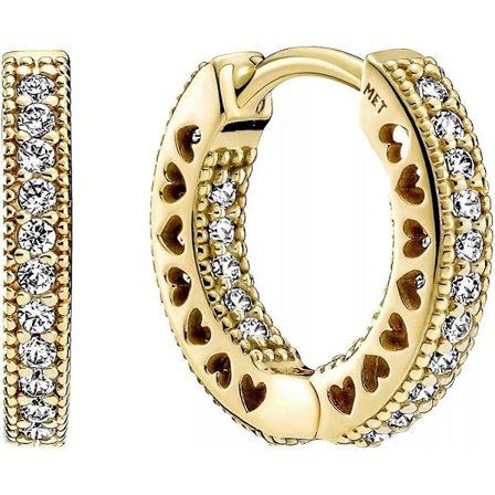 PANDORA Signature Hjerteformede Pavé Hoop Øreringe