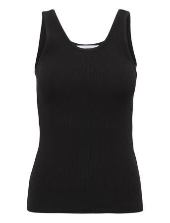 Slfanna U-Neck Top B Top Ærmeløs Top Sort Selected Femme