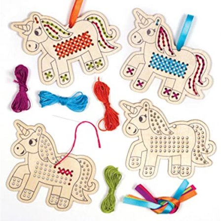 Unicorn Cross Stitch Decoration Kits (Pakke med 5) - Kunst og håndverk