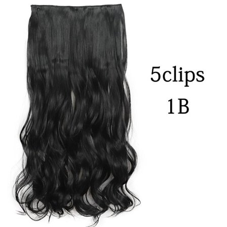 Syntetisk 22 32 tum 5 Clips Hårförlängning Värmebeständig falska hårstycken Långa vågiga frisyrer Clip In Hair Extensions