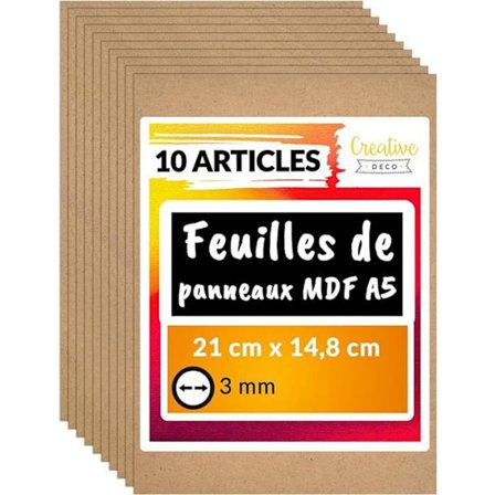 Blad Bräda Panel Råträ - Creative Deco - 10 x A5 - 148 x 210 x 3 mm - Gör-det-själv - Laserskärning