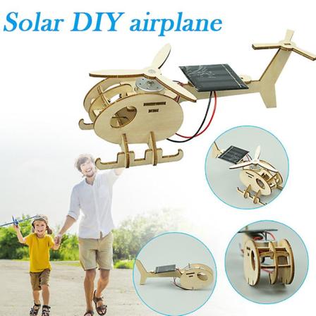 3d träpussel solenergidrivet flygplansmodellsats Mekaniskt set Pedagogisk leksak för