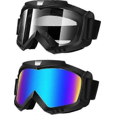 Motocrossbriller, motorsykkelbriller 2-pakning ATV-briller Sykkelbriller Skibriller Vindtette briller Racingbriller