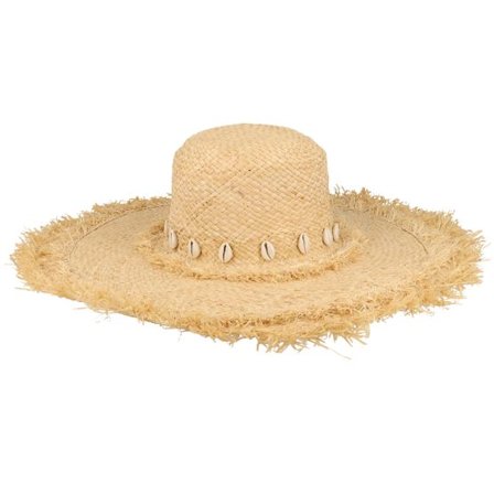 Seeberger - Beige sunhat Hatt - Raffia Matelot With Shell Detail Linen @ Hatstore