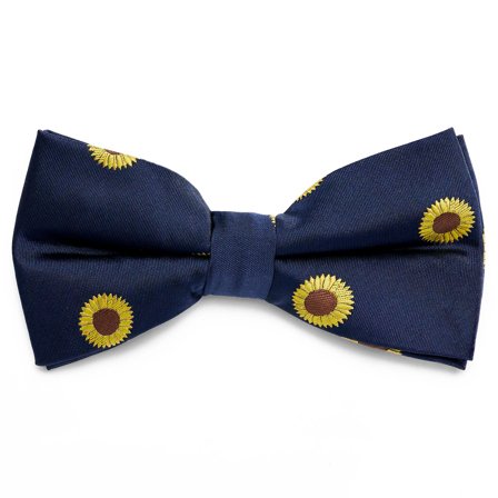Nœud papillon bleu marine pré-noué à motif de tournesols pour hommes - Noeuds papillon pré-noués