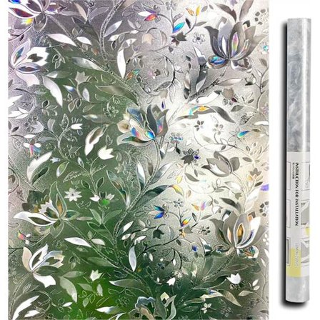 3D Elektrostatisk Vinduesfilm - Privatlivsbeskyttelse, Anti-UV, Dekorativ, Anti-Peep - Tulipanblomstermønster (44,5x200cm)_tfrf