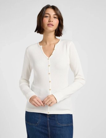 Lee Jeans Washed Waffle Henley - White - XS
