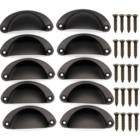 svart-Möbelhandtag-10 Vintage skalhandtag för byrå