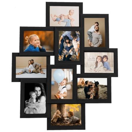 vidaXL Fotoram för 10x(10x15 cm) bilder svart MDF Svart