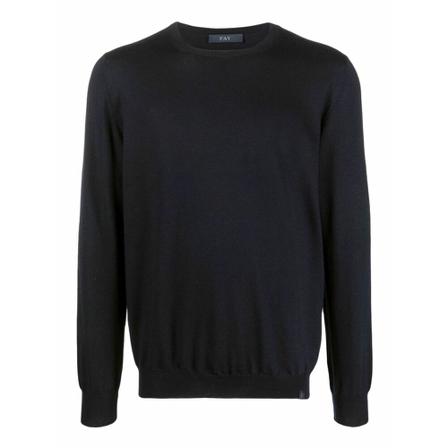 Fay, Round-neck Knitwear Blauw, Heren, Maat:S