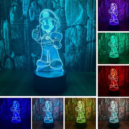3D LED Natlampe Natlampe Mario & Luigi Yoshi 7 Farveskiftende Lampe Værelsesdekoration Actionfigur Legetøj til Julegave AVEK