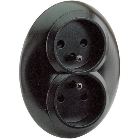 Schneider Electric Renova Vägguttag infällt, ojordat, 2-vägs, svart, Strömbrytare & vägguttag