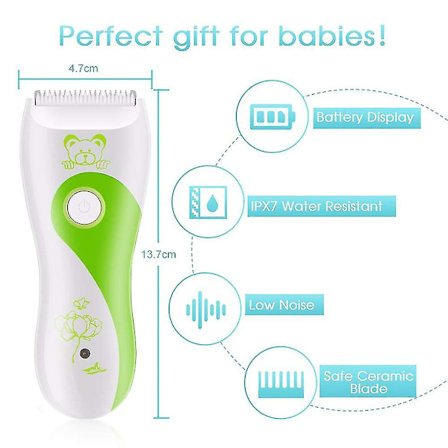 Baby Hårtrimmer, Baby Støjsvag Hårtrimmer, USB Genopladelig Vandtæt Baby Hårtrimmer