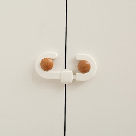 Barnlås för skjutdörrar - Lämplig för svampformade knoppar och D-formade skåpdörrhandtag - Vit - 4 st